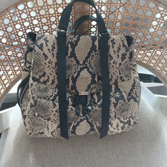 AllSaints leather snakeskin print backpack - Picture 1 of 9